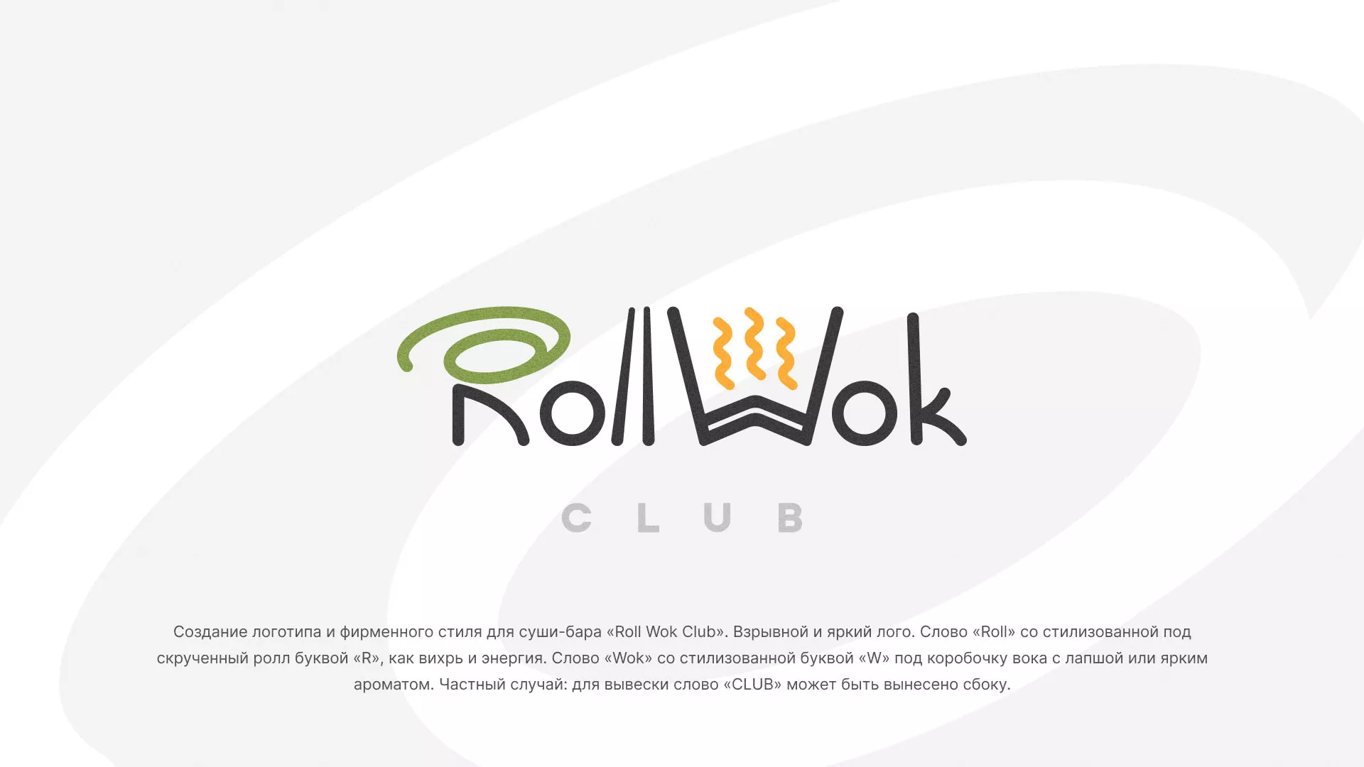 Разработка логотипа и фирменного стиля суши-бара «Roll Wok Club» в Углегорске